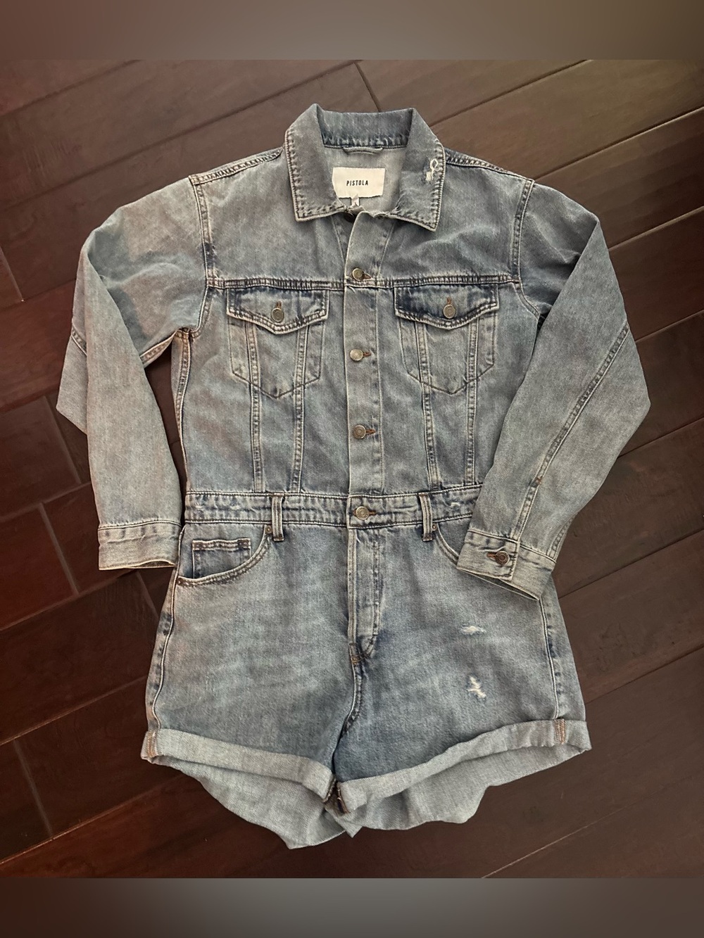 Pistola Denim Romper - Size Medium